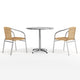 Beige |#| 31.5" Round Aluminum Indoor-Outdoor Table Set with 2 Beige Rattan Chairs