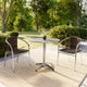 Dark Brown |#| 31.5" Round Aluminum Indoor-Outdoor Table Set with 2 Dark Brown Rattan Chairs
