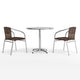 Dark Brown |#| 31.5" Round Aluminum Indoor-Outdoor Table Set with 2 Dark Brown Rattan Chairs