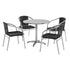 Black |#| 31.5" Round Aluminum Indoor-Outdoor Table Set with 4 Black Rattan Chairs