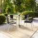 Black |#| 31.5" Round Aluminum Indoor-Outdoor Table Set with 4 Black Rattan Chairs