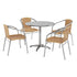 Beige |#| 31.5" Round Aluminum Indoor-Outdoor Table Set with 4 Beige Rattan Chairs