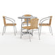 Beige |#| 31.5" Round Aluminum Indoor-Outdoor Table Set with 4 Beige Rattan Chairs