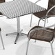 Dark Brown |#| 31.5" Square Aluminum Indoor-Outdoor Table Set with 4 Dark Brown Rattan Chairs