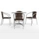 Dark Brown |#| 31.5" Square Aluminum Indoor-Outdoor Table Set with 4 Dark Brown Rattan Chairs