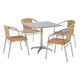 Beige |#| 31.5" Square Aluminum Indoor-Outdoor Table Set with 4 Beige Rattan Chairs