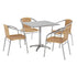 Beige |#| 31.5" Square Aluminum Indoor-Outdoor Table Set with 4 Beige Rattan Chairs