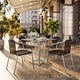 Dark Brown |#| 31.5" Square Aluminum Indoor-Outdoor Table Set with 4 Dark Brown Rattan Chairs