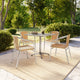 Beige |#| 31.5" Square Aluminum Indoor-Outdoor Table Set with 4 Beige Rattan Chairs
