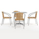 Beige |#| 31.5" Square Aluminum Indoor-Outdoor Table Set with 4 Beige Rattan Chairs