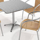 Beige |#| 31.5" Square Aluminum Indoor-Outdoor Table Set with 4 Beige Rattan Chairs