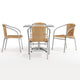 Beige |#| 31.5" Square Aluminum Indoor-Outdoor Table Set with 4 Beige Rattan Chairs