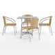 Beige |#| 31.5" Square Aluminum Indoor-Outdoor Table Set with 4 Beige Rattan Chairs