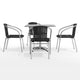 Black |#| 31.5" Square Aluminum Indoor-Outdoor Table Set with 4 Black Rattan Chairs