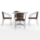 Dark Brown |#| 31.5" Square Aluminum Indoor-Outdoor Table Set with 4 Dark Brown Rattan Chairs
