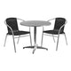 Black |#| 31.5inch Round Aluminum Indoor-Outdoor Table Set with 2 Black Rattan Chairs