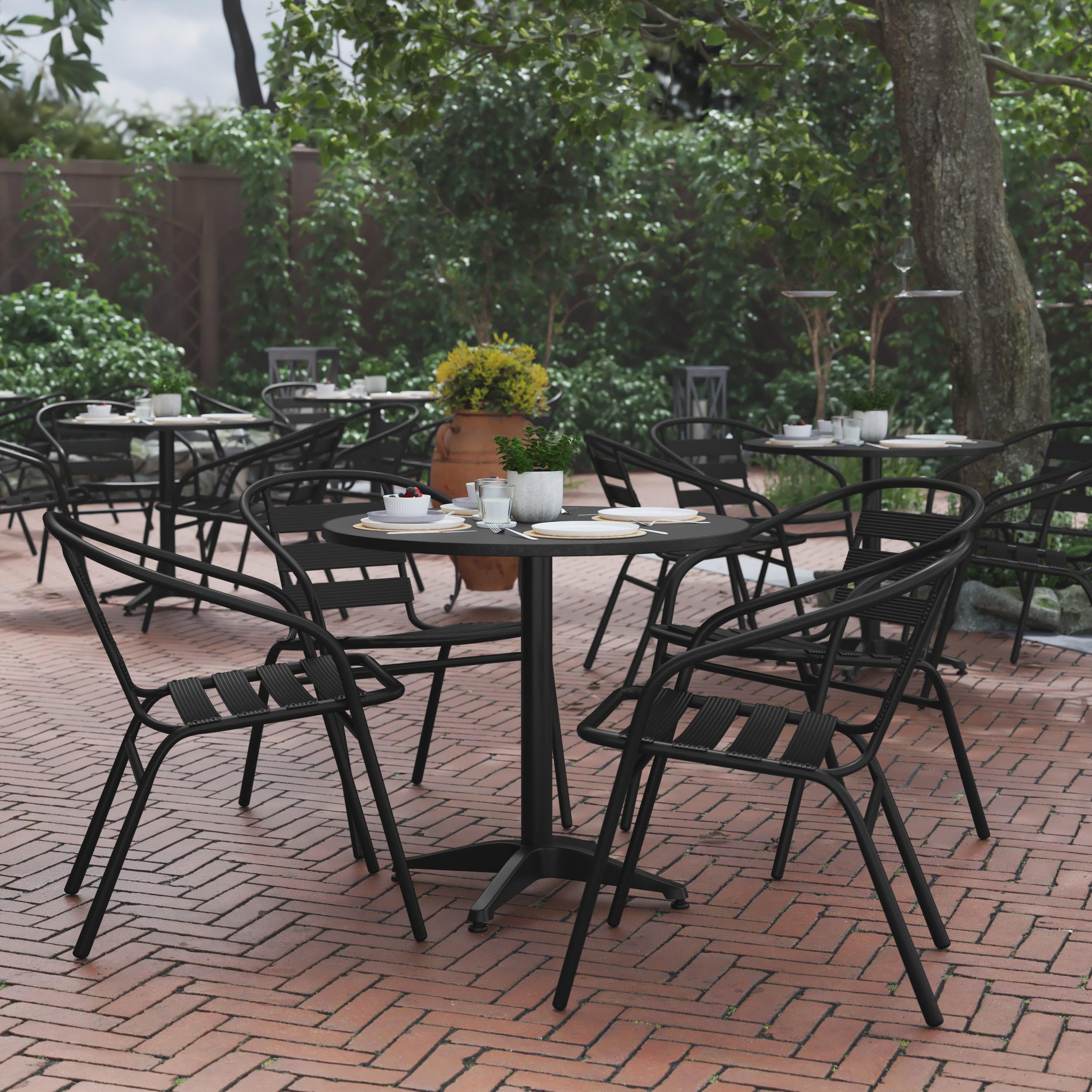 Aluminium garden table store and 4 chairs