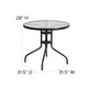 Black |#| 31.5inch Round Glass Metal Table with 4 Black Metal Aluminum Slat Stack Chairs