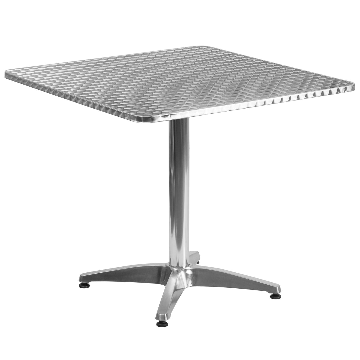 31.5inch Square Aluminum Indoor-Outdoor Table Set with 2 Slat Back Chairs