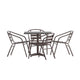Bronze |#| Modern 31.5inch Square Glass Framed Glass Table with 4 Bronze Slat Back Chairs