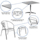 Aluminum |#| 31.5inch Square Aluminum Indoor-Outdoor Table Set with 4 Slat Back Chairs