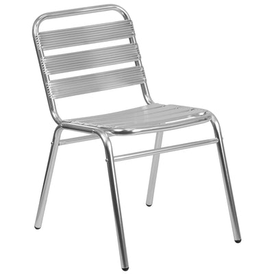 Lila Aluminum Commercial Indoor-Outdoor Armless Restaurant Stack Chair with Triple Slat Back - View 1