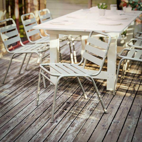 Silver |#| Commercial Silver Indoor-Outdoor Restaurant Stack Chair with Triple Slat Back