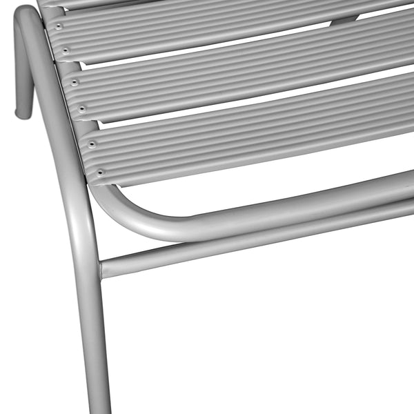 Silver |#| Commercial Silver Indoor-Outdoor Restaurant Stack Chair with Triple Slat Back