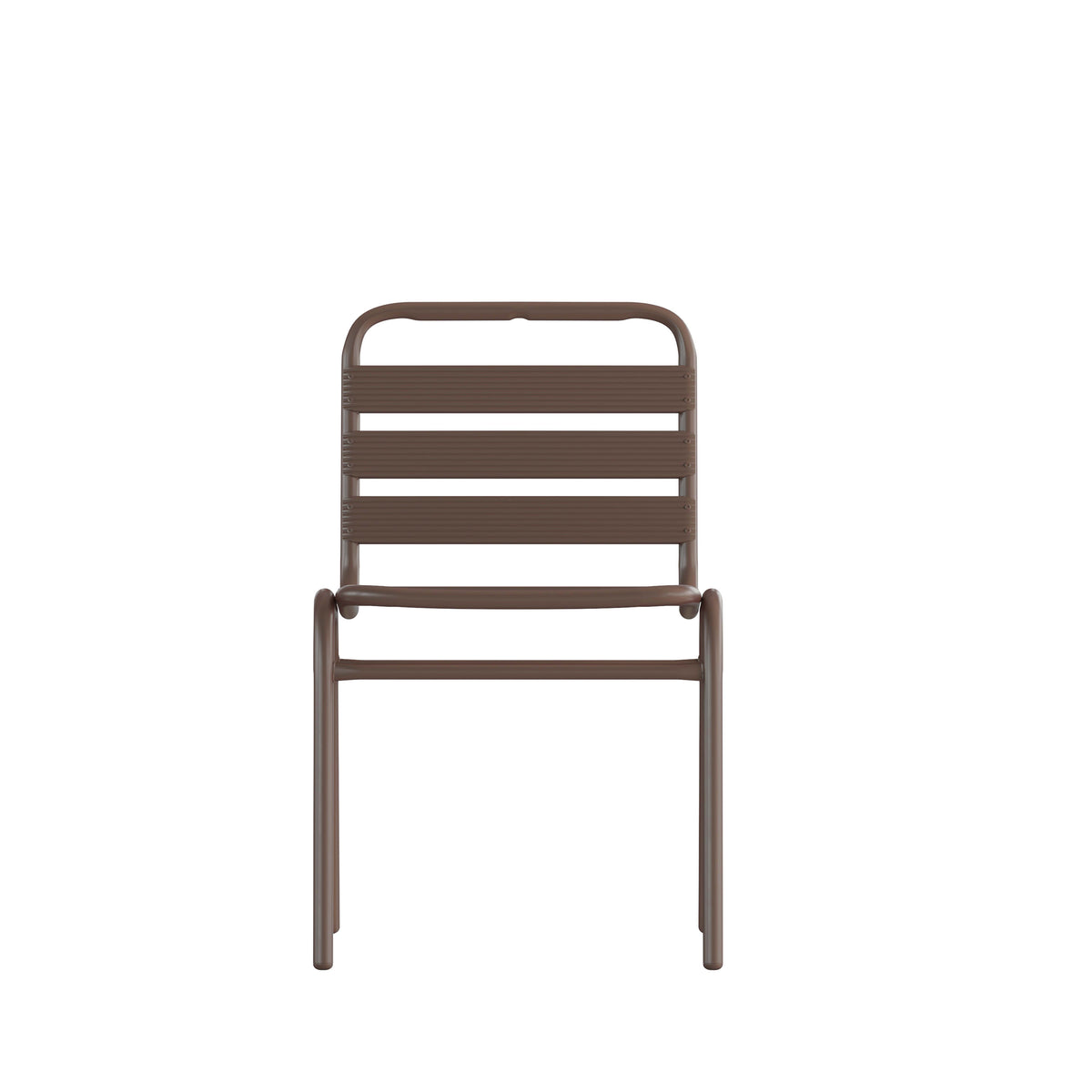 Bronze |#| Commercial Bronze Indoor-Outdoor Restaurant Stack Chair with Triple Slat Back