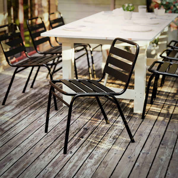 Black |#| Commercial Black Indoor-Outdoor Restaurant Stack Chair with Triple Slat Back