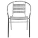 Commercial Aluminum Indoor-Outdoor Stack Chair with Triple Slat Back and Arms