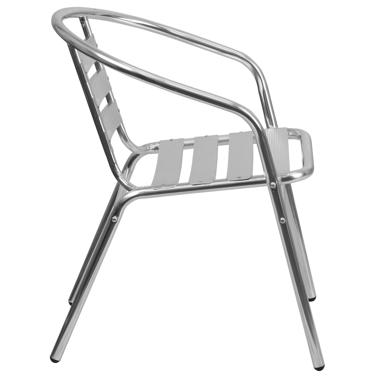 Commercial Aluminum Indoor-Outdoor Stack Chair with Triple Slat Back and Arms