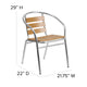 Aluminum |#| Commercial Aluminum Indoor-Outdoor Stack Chair with Triple Slat Faux Teak Back