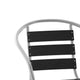 Black |#| Commercial Metal Indoor-Outdoor Stack Chair-Black Triple Slat Faux Teak Back