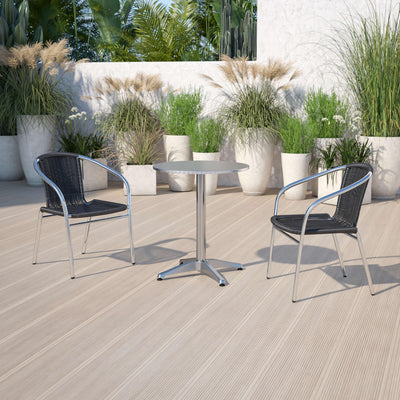 Lila Aluminum and Rattan Commercial Indoor-Outdoor Restaurant Stack Chair - View 2