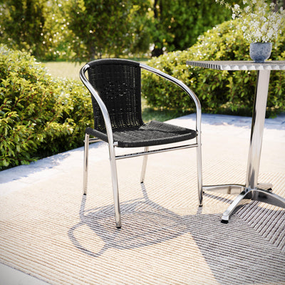 Aluminum and Rattan Commercial Indoor-Outdoor Restaurant Stack Chair - View 2