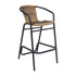 Lila Commercial Grade Indoor-Outdoor PE Rattan Restaurant Barstool with Steel Frame and Footrest