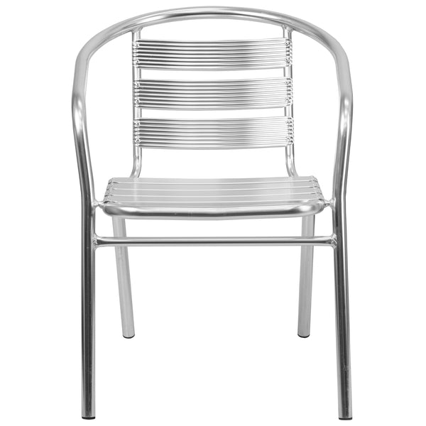 Heavy Duty Commercial Aluminum Indoor-Outdoor Slat-Back Restaurant Stack Chair