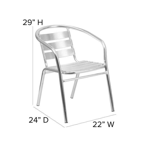 Heavy Duty Commercial Aluminum Indoor-Outdoor Slat-Back Restaurant Stack Chair