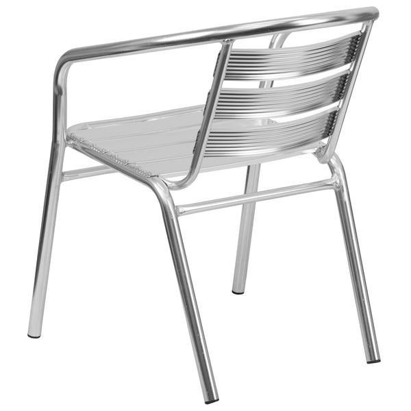 Heavy Duty Commercial Aluminum Indoor-Outdoor Slat-Back Restaurant Stack Chair