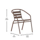 Bronze |#| Bronze Metal Restaurant Stack Chair with Curved Back and Metal Slats