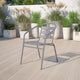 Silver |#| Silver Metal Restaurant Stack Chair with Curved Back and Aluminum Slats