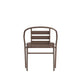 Bronze |#| Bronze Metal Restaurant Stack Chair with Curved Back and Metal Slats