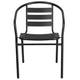 Black |#| Black Metal Restaurant Stack Chair with Curved Back and Aluminum Slats