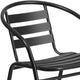 Black |#| Black Metal Restaurant Stack Chair with Curved Back and Aluminum Slats