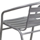 Silver |#| Silver Metal Restaurant Stack Chair with Curved Back and Aluminum Slats