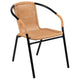 Beige |#| Beige Rattan Indoor-Outdoor Restaurant Stack Chair with Curved Back