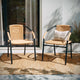 Beige |#| Beige Rattan Indoor-Outdoor Restaurant Stack Chair with Curved Back