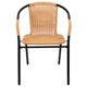 Beige |#| Beige Rattan Indoor-Outdoor Restaurant Stack Chair with Curved Back