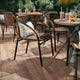 Medium Brown |#| Medium Rattan Indoor-Outdoor Restaurant Stack Chair with Curved Back